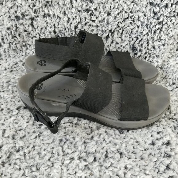 Cloudsteppers by Clarks Shoes Womens 8 Arla Jacory Black Elastic Sandals *Read* - Picture 3 of 5